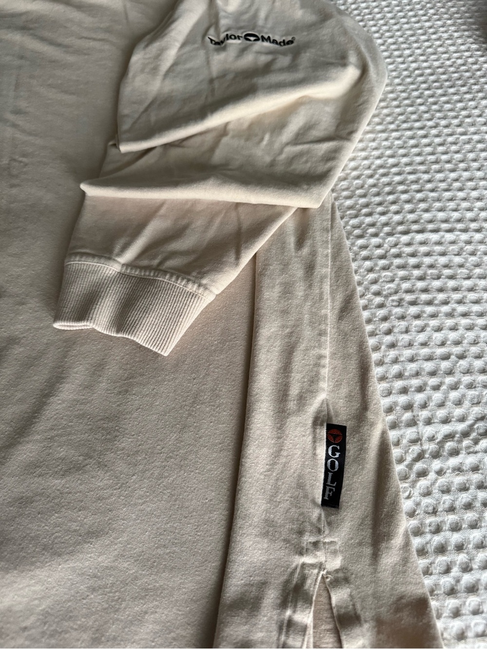 Vintage 90s TaylorMade Cream Mock Neck Long Sleeve Golf Top rare logo - Picture 5 of 7